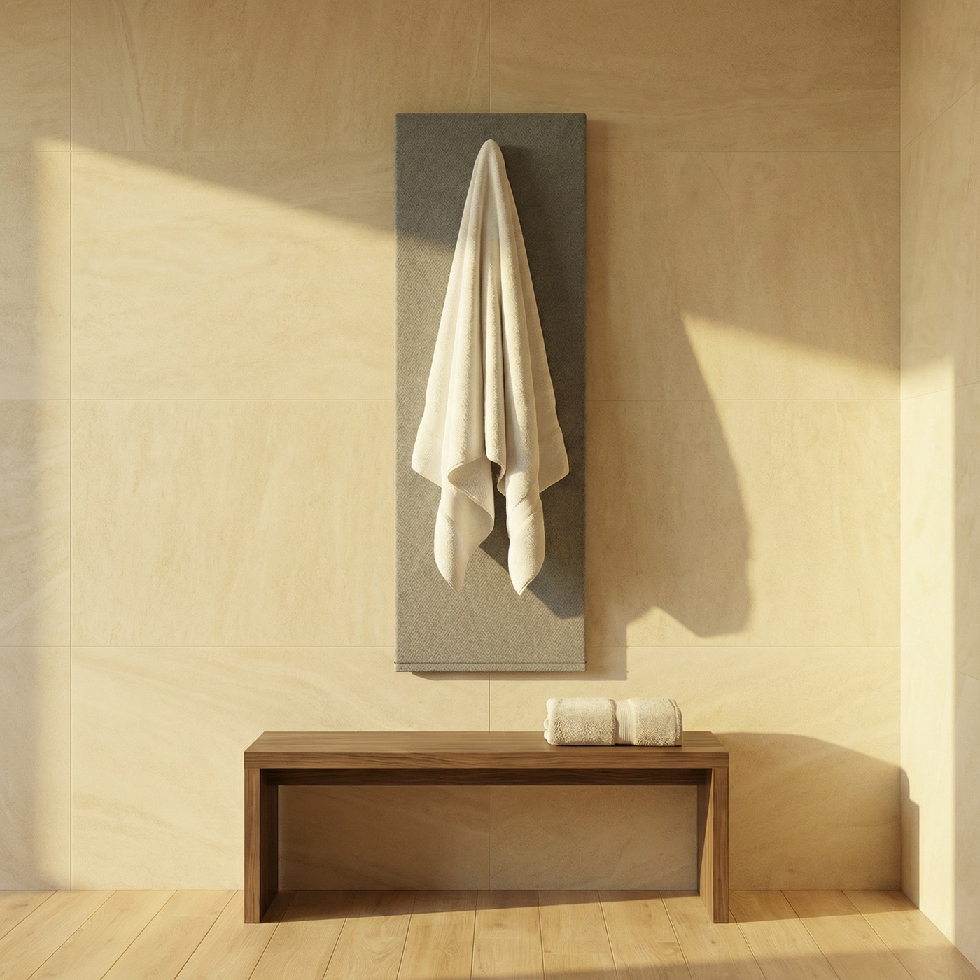 Quentex Towel Warmer Mini 53×125 cm on a bathroom wall